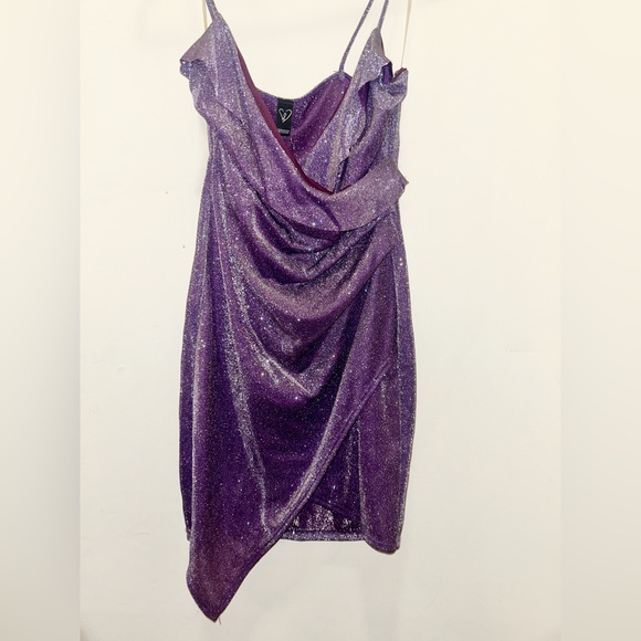 Bodycon Purple Sparkly Dress - Picture 2 of 4